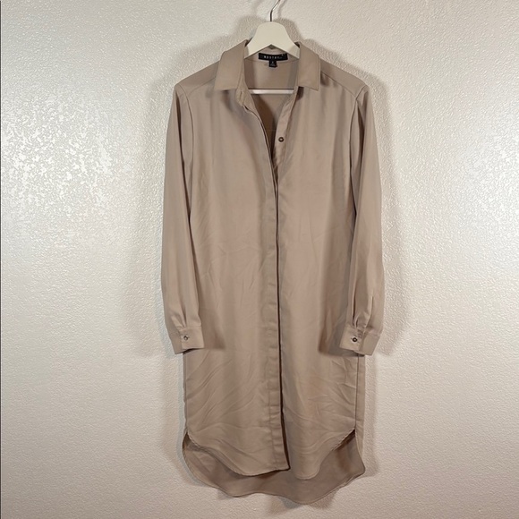 Ndsty Neutral Tan Button Down Career Wear Shirt Dress Size Small - Picture 1 of 10